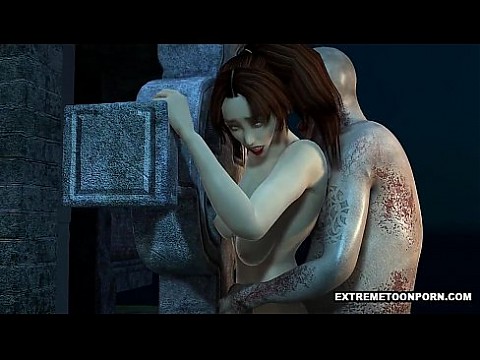 Sexy 3D Babe Fucked in a Graveyard by a Zombie