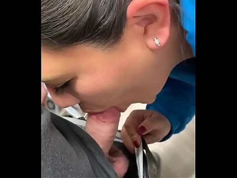 Stupid wife sucking dick in store like a whore